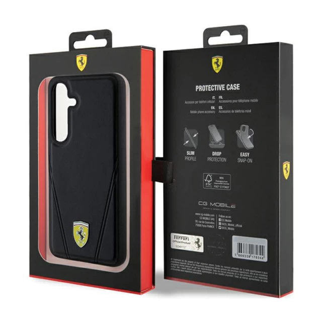 Чохол Ferrari Hot Stamp V Lines для Samsung Galaxy S24 (S921) Black with MagSafe (FEHMS24SP3BAK)