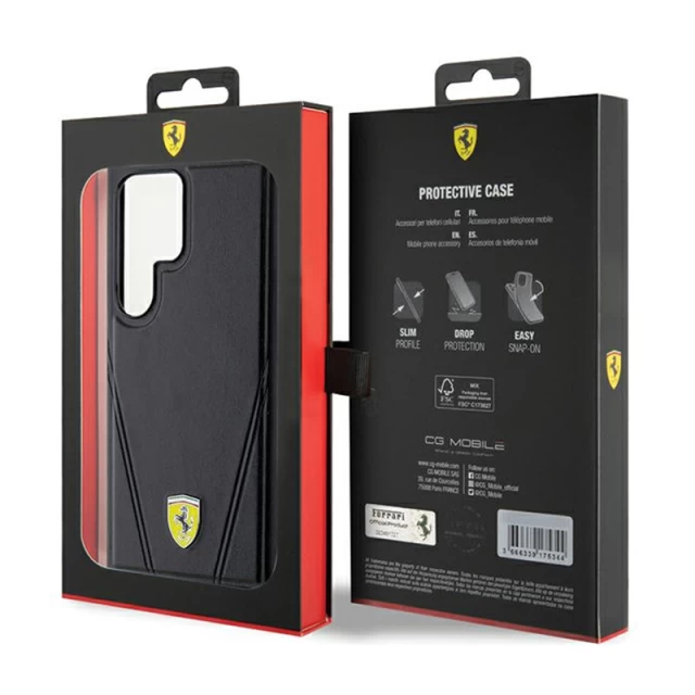 Чехол Ferrari Hot Stamp V Lines для Samsung Galaxy S24 Ultra (S928) Black with MagSafe (FEHMS24LP3BAK)