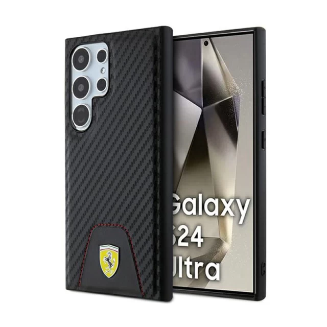 Чехол Ferrari Carbon Stitched Bottom для Samsung Galaxy S24 Ultra (S928) Black (FEHCS24LN3PUK)