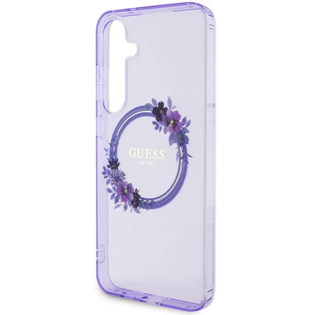 Чехол Guess IML Flowers Wreath для Samsung Galaxy S24 Plus (S926) Purple with MagSafe (GUHMS24MHFWFCU)