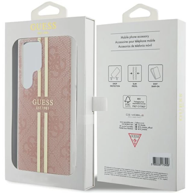 Чехол Guess IML 4G Gold Stripe для Samsung Galaxy S24 Ultra (S928) Pink (GUHCS24LH4PSEGP)