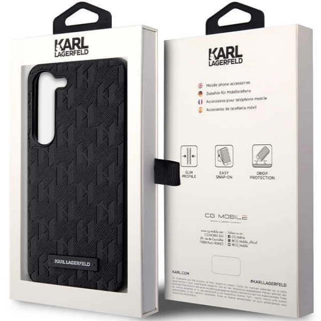 Чехол Karl Lagerfeld Saffiano Mono Metal Pin для Samsung Galaxy S24 (S921) Black (KLHCS24SSAKLHPK)