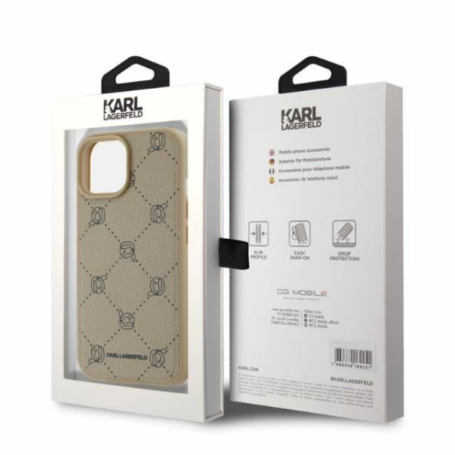 Чохол Karl Lagerfeld Karl Heads для iPhone 15 Beige with MagSafe (KLHMP15SPGKHPHE)