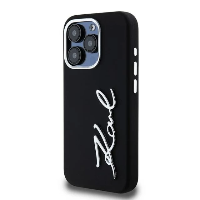 Чехол Karl Lagerfeld Silicone Metal Script Logo для iPhone 15 Pro Black (KLHCP15LSCMSMVK)