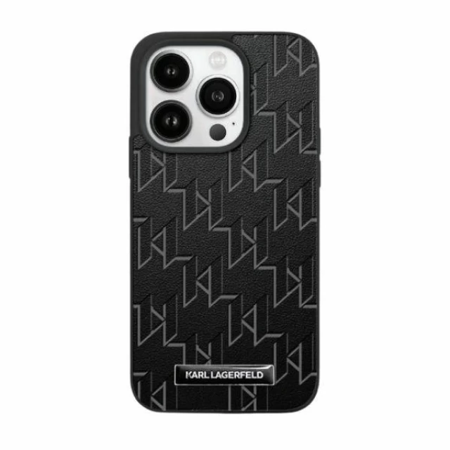 Чехол Karl Lagerfeld Leather Monogram Metal Logo для iPhone 15 | 14 | 13 Black (KLHMP15SPKHPORPK)