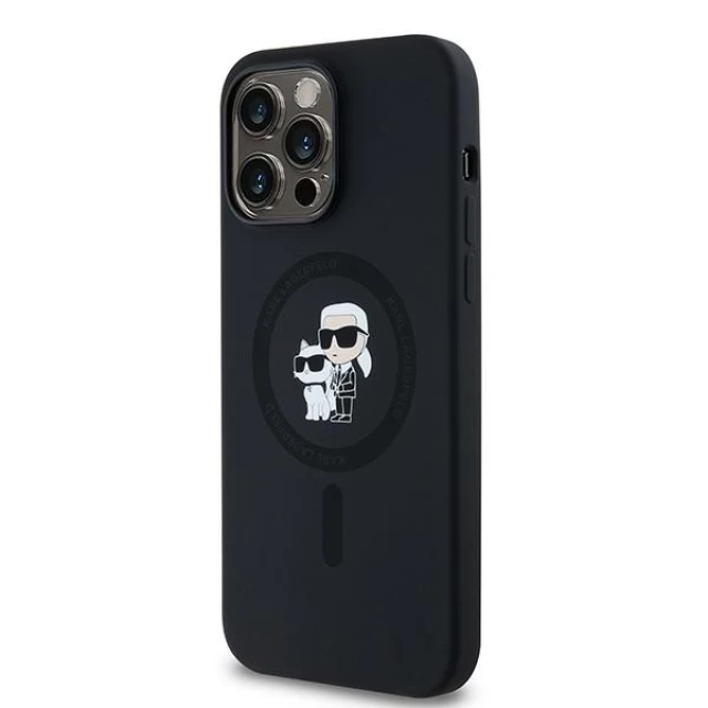 Чохол Karl Lagerfeld Silicone Karl & Choupette для iPhone 14 Pro Black with MagSafe (KLHMP14LSCMKCRHK)