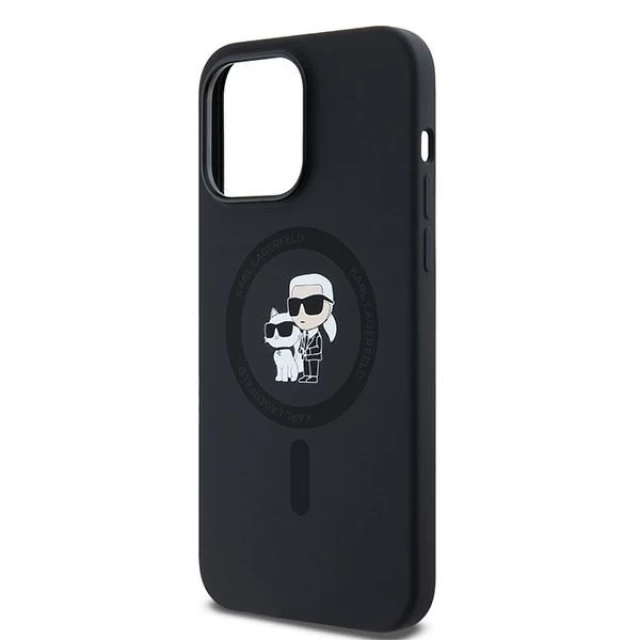 Чохол Karl Lagerfeld Silicone Karl & Choupette для iPhone 14 Pro Black with MagSafe (KLHMP14LSCMKCRHK)