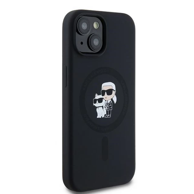 Чохол Karl Lagerfeld Silicone Karl & Choupette для iPhone 15 | 14 | 13 Black with MagSafe (KLHMP15SSCMKCRHK)