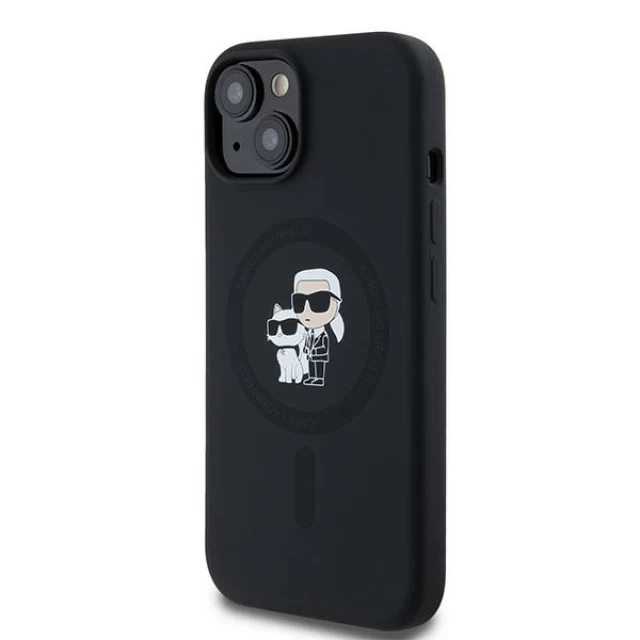 Чехол Karl Lagerfeld Silicone Karl & Choupette для iPhone 15 Plus | 14 Plus Black with MagSafe (KLHMP15MSCMKCRHK)