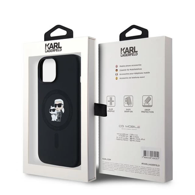 Чехол Karl Lagerfeld Silicone Karl & Choupette для iPhone 15 Plus | 14 Plus Black with MagSafe (KLHMP15MSCMKCRHK)