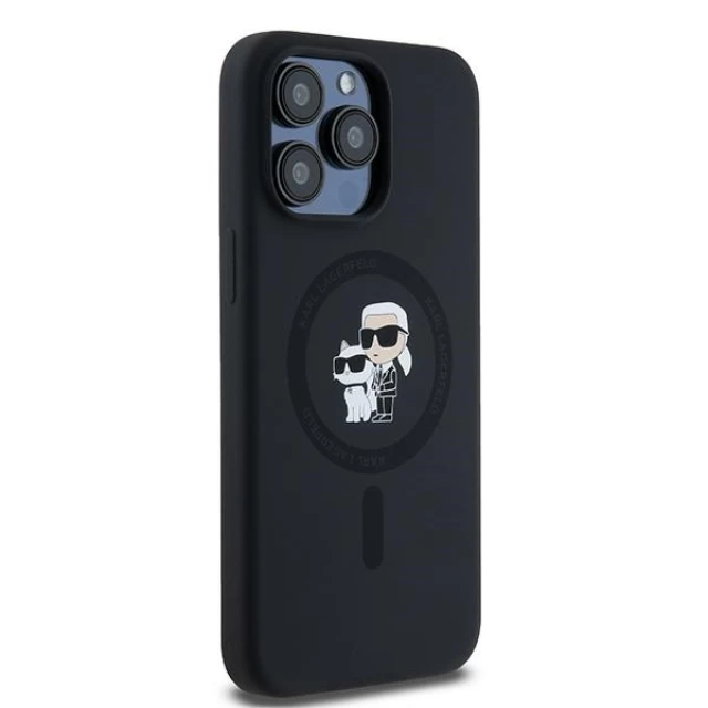 Чехол Karl Lagerfeld Silicone Karl & Choupette Ring для iPhone 15 Pro Max Black with MagSafe (KLHMP15XSCMKCRHK)