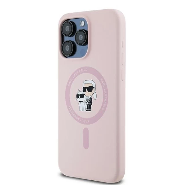 Чехол Karl Lagerfeld Silicone Karl & Choupette Ring для iPhone 15 Pro Max Pink with MagSafe (KLHMP15XSCMKCRHP)