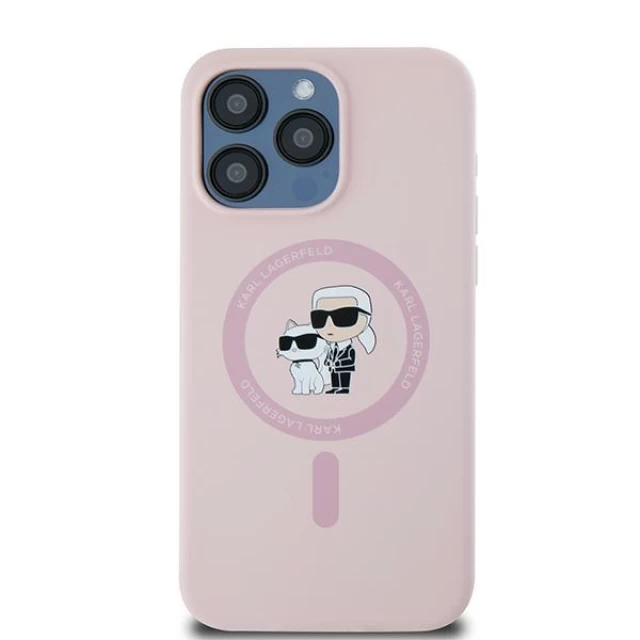 Чехол Karl Lagerfeld Silicone Karl & Choupette Ring для iPhone 15 Pro Max Pink with MagSafe (KLHMP15XSCMKCRHP)