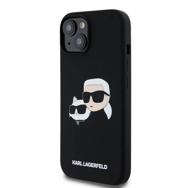 Чехол Karl Lagerfeld Silicone Karl & Choupette Head для iPhone 15 Black with MagSafe (KLHMP15SSKCHPPLK)
