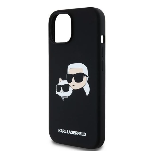 Чехол Karl Lagerfeld Silicone Karl & Choupette Head для iPhone 15 Black with MagSafe (KLHMP15SSKCHPPLK)