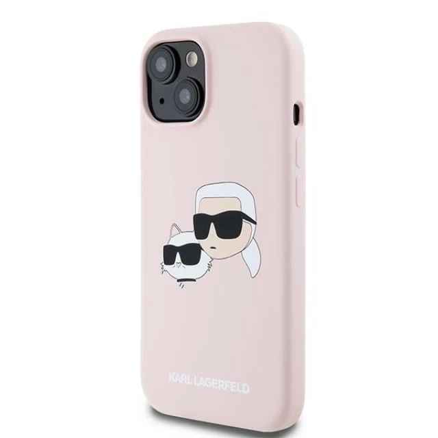 Чехол Karl Lagerfeld Silicone Karl & Choupette Head для iPhone 15 Pink with MagSafe (KLHMP15SSKCHPPLP)