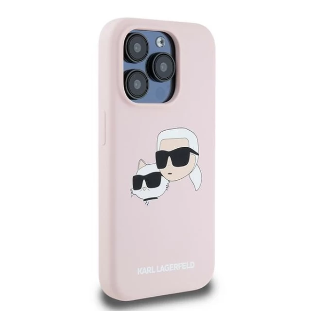 Чехол Karl Lagerfeld Silicone Karl & Choupette Head для iPhone 15 Pro Max Pink with MagSafe (KLHMP15XSKCHPPLP)