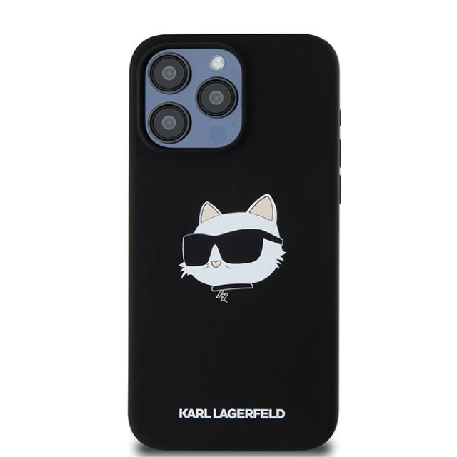 Чехол Karl Lagerfeld Silicone Choupette Head для iPhone 15 Pro Black with MagSafe (KLHMP15LSCHPPLK)
