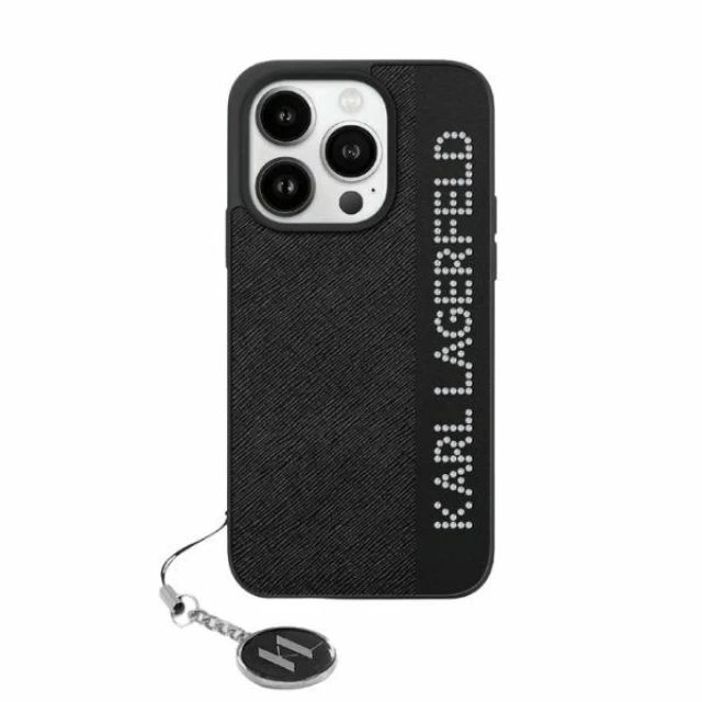 Чохол Karl Lagerfeld Saffiano Rhinestones & Charm для iPhone 15 | 14 | 13 Black (KLHCP15SPSAKDGCK)