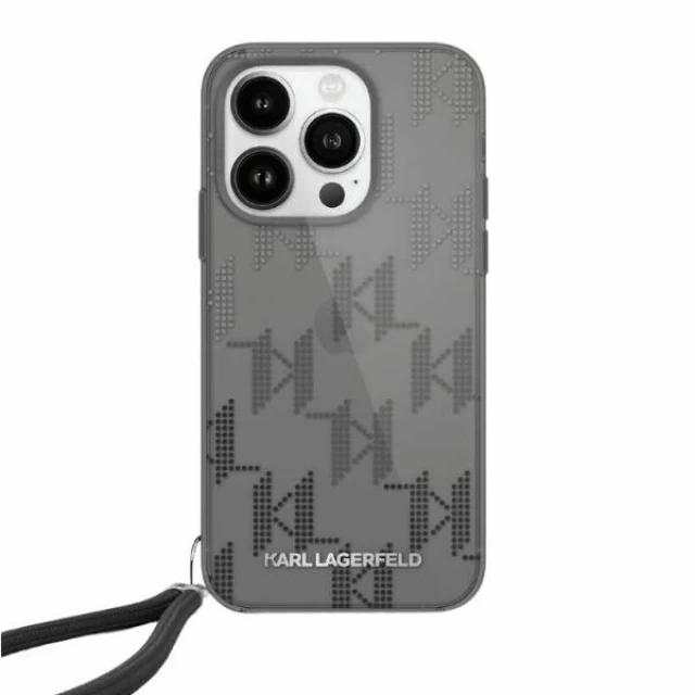 Чохол Karl Lagerfeld IML Mono KL Pattern & Cord для iPhone 15 Pro Black (KLHCP15SHKDPNSK)