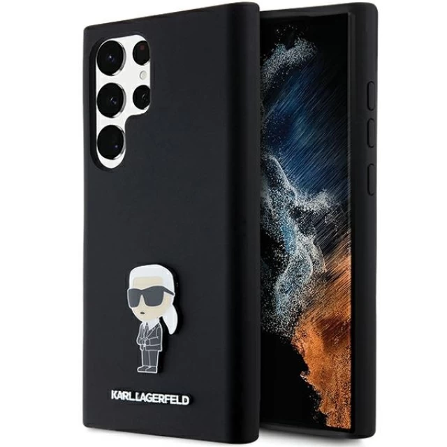 Чехол Karl Lagerfeld Silicone Ikonik Metal Pin для Samsung Galaxy S24 Ultra (S928) Black (KLHCS24LSMHKNPK)