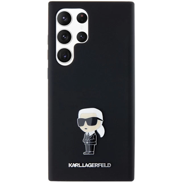 Чохол Karl Lagerfeld Silicone Ikonik Metal Pin для Samsung Galaxy S24 Ultra (S928) Black (KLHCS24LSMHKNPK)