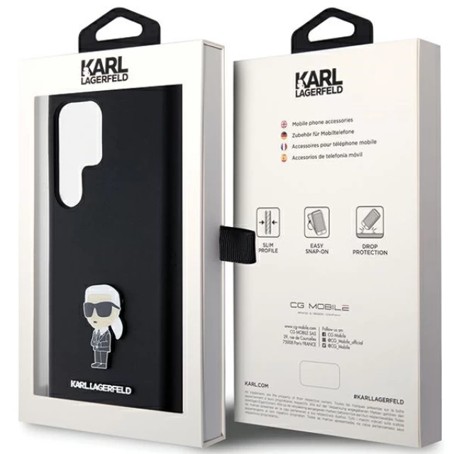 Чехол Karl Lagerfeld Silicone Ikonik Metal Pin для Samsung Galaxy S24 Ultra (S928) Black (KLHCS24LSMHKNPK)