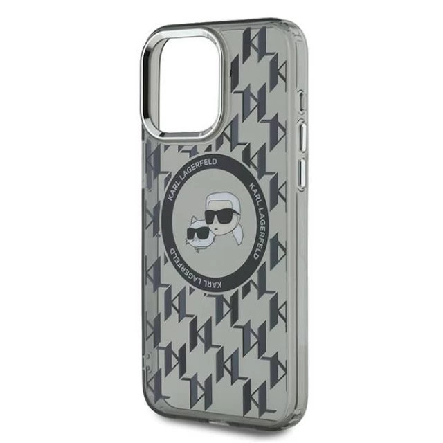 Чохол Karl Lagerfeld IML Monogram Karl & Choupette Head для iPhone 15 Pro Black with MagSafe (KLHMP15LHMCKMHK)