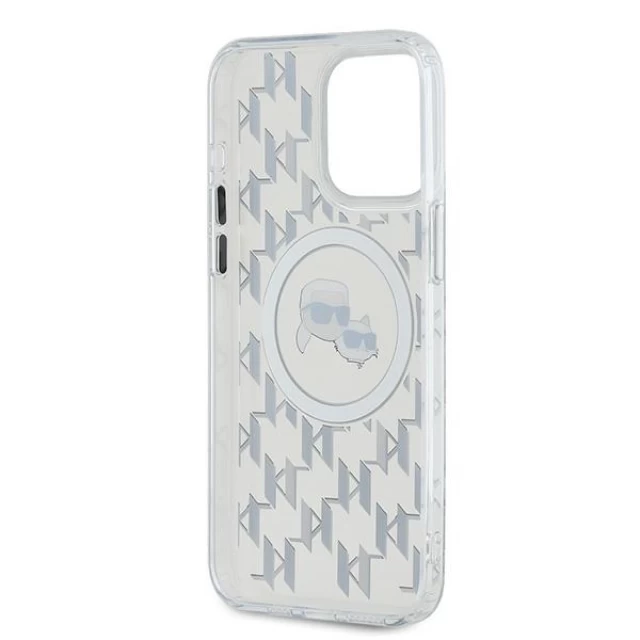 Чехол Karl Lagerfeld IML Monogram Karl & Choupette Head для iPhone 15 Pro Transparent with MagSafe (KLHMP15LHMCKMHT)