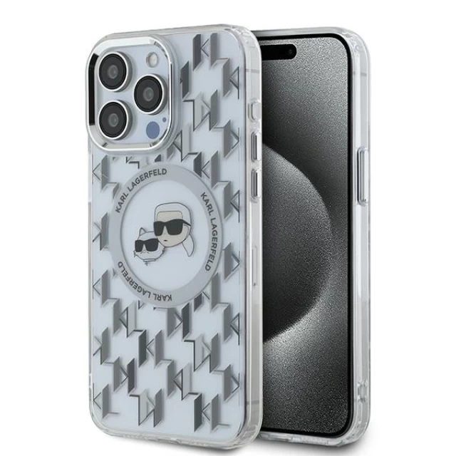 Чехол Karl Lagerfeld IML Monogram Karl & Choupette Head для iPhone 15 Pro Max Transparent with MagSafe (KLHMP15XHMCKMHT)