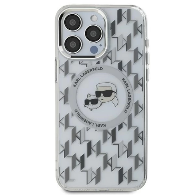 Чехол Karl Lagerfeld IML Monogram Karl & Choupette Head для iPhone 15 Pro Max Transparent with MagSafe (KLHMP15XHMCKMHT)