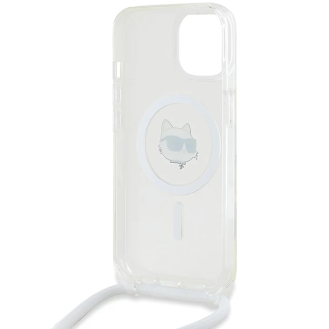 Чехол Karl Lagerfeld IML Choupette Head & Cord для iPhone 15 | 14 | 13 Transparent with MagSafe (KLHMP15SHCCHNT)