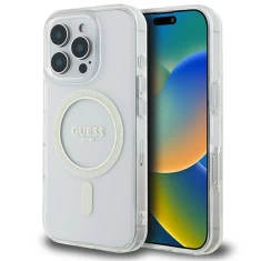 Чохол Guess IML Glitter Circle для iPhone 16 Pro Max Transparent with MagSafe (GUHMP16XHFGERET)