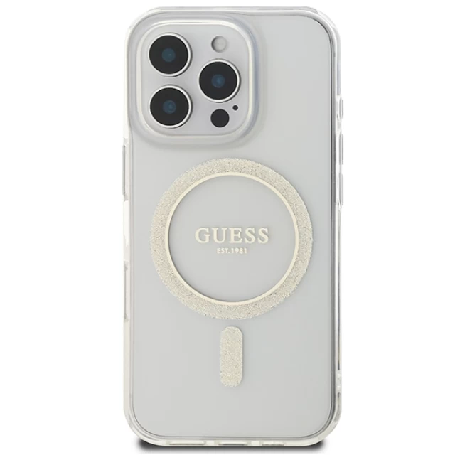 Чохол Guess IML Glitter Circle для iPhone 16 Pro Max Transparent with MagSafe (GUHMP16XHFGERET)