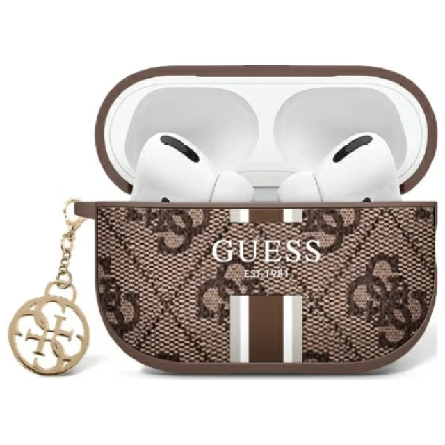 Чехол для наушников Guess 4G Printed Stripes Charm для AirPods 2 | 1 Brown (GUA2P4RPSW)