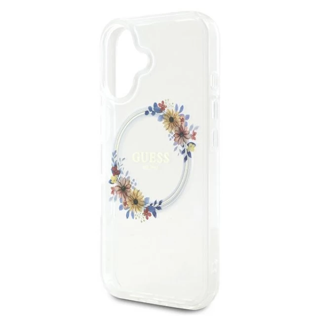 Чохол Guess IML Flowers Wreath для iPhone 16 Plus Transparent with MagSafe (GUHMP16MHFWFCT)