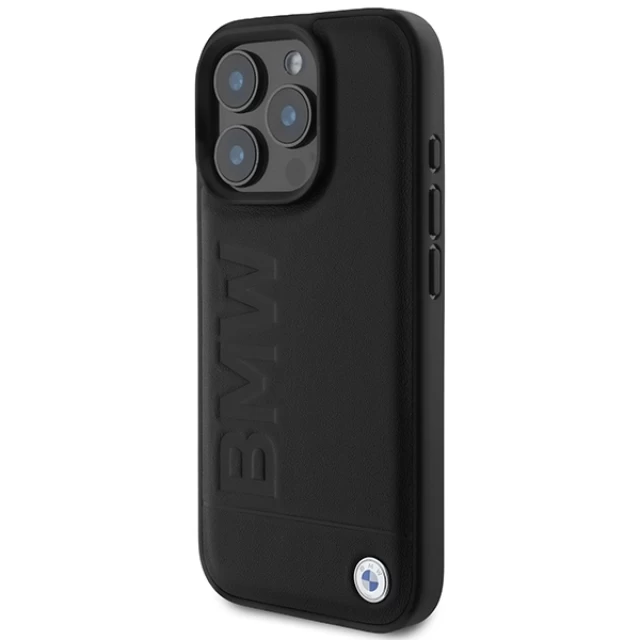 Чехол BMW Leather Hot Stamp для iPhone 16 Pro Black with MagSafe (BMHMP16LSLLBK)