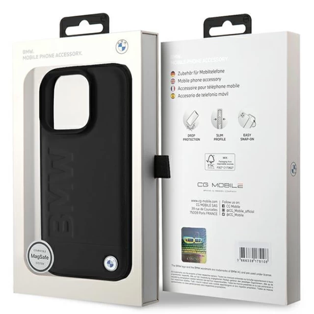 Чехол BMW Leather Hot Stamp для iPhone 16 Pro Max Black with MagSafe (BMHMP16XSLLBK)