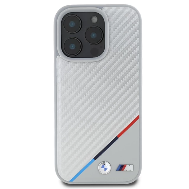 Чехол BMW Carbon Tricolor Line для iPhone 16 Pro Max Grey with MagSafe (BMHMP16X23PUDTS)