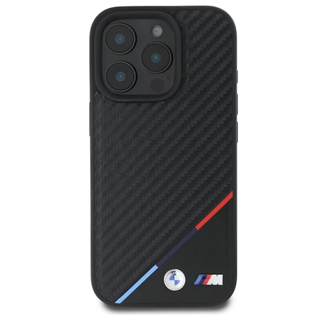 Чехол BMW Carbon Tricolor Line для iPhone 16 Pro Black with MagSafe (BMHMP16L23PUDTK)