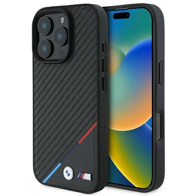 Чехол BMW Carbon Tricolor Line для iPhone 16 Pro Max Black with MagSafe (BMHMP16X23PUDTK)