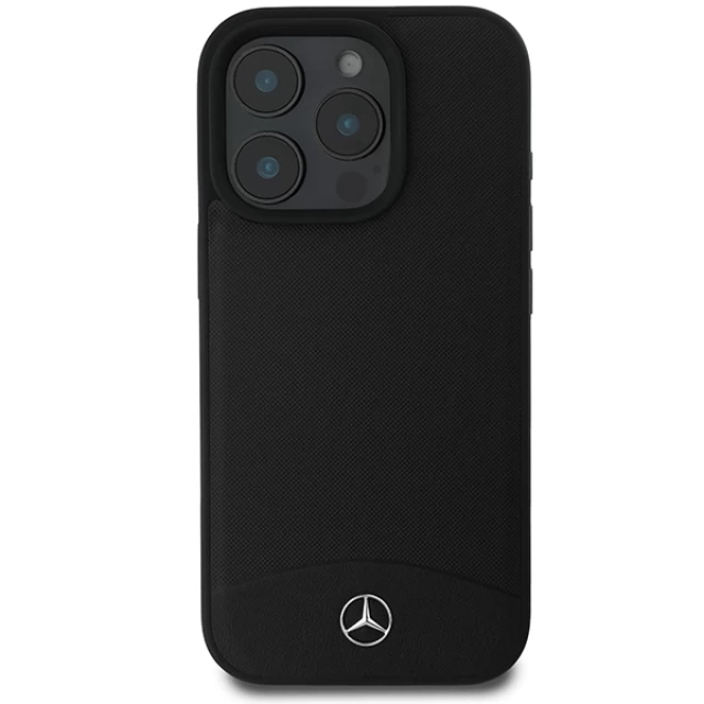 Чехол Mercedes Textured and Plain Leather для iPhone 16 Pro Black with MagSafe (MEHMP16L23RBARK)