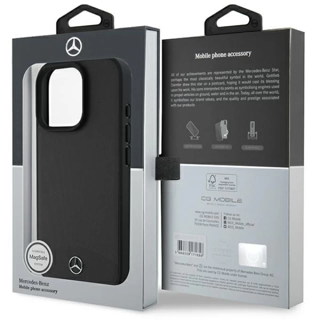 Чехол Mercedes Textured and Plain Leather для iPhone 16 Pro Black with MagSafe (MEHMP16L23RBARK)