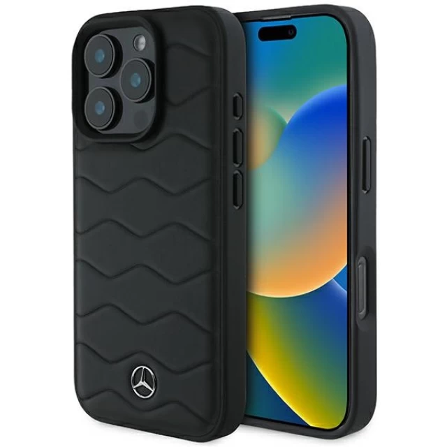 Чохол Mercedes Waves Leather для iPhone 16 Pro Black (MEHCP16L23RWRSK)