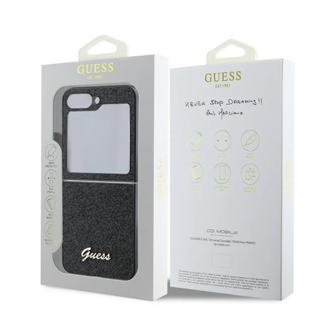 Чехол Guess Glitter Script для Samsung Galaxy Flip6 (F741) Black (GUHCZF6HGGSHK)