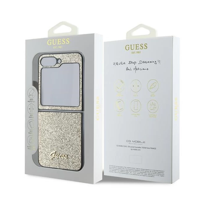 Чохол Guess Glitter Script для Samsung Galaxy Flip6 (F741) Gold (GUHCZF6HGGSHD)