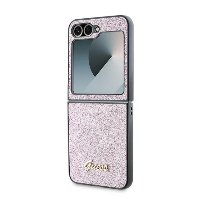 Чехол Guess Glitter Script для Samsung Galaxy Flip6 (F741) Pink (GUHCZF6HGGSHP)