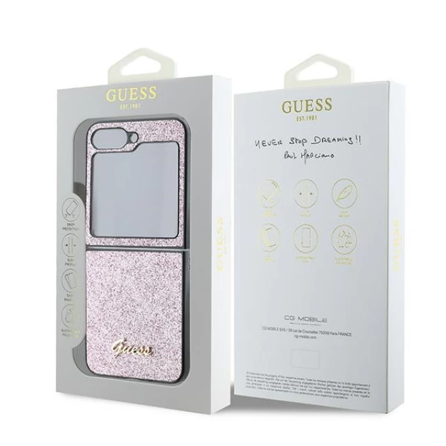 Чехол Guess Glitter Script для Samsung Galaxy Flip6 (F741) Pink (GUHCZF6HGGSHP)