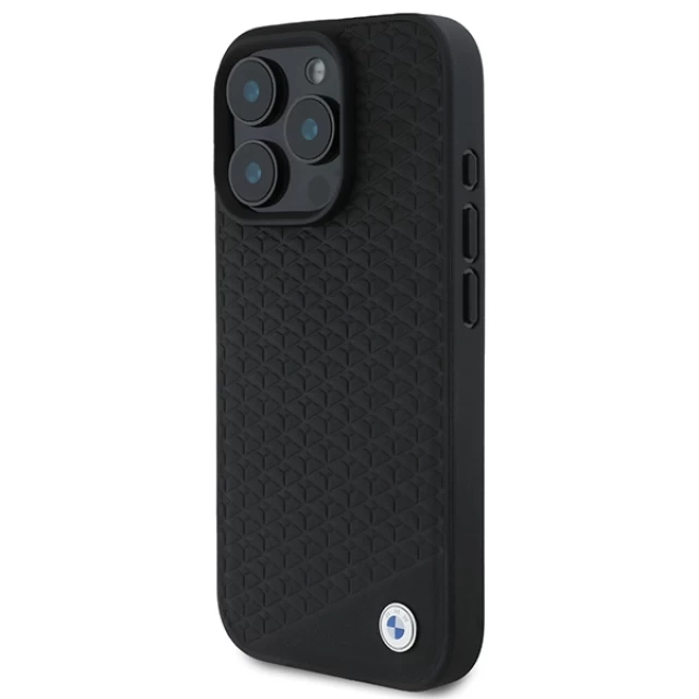 Чехол BMW Signature Leather Diamond Metal Logo для iPhone 16 Pro Max Black with MagSafe (BMHMP16X23RDDK)