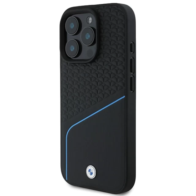 Чехол BMW Signature Leather Textured & Line для iPhone 16 Pro Black with MagSafe (BMHMP16L23RDCLK)